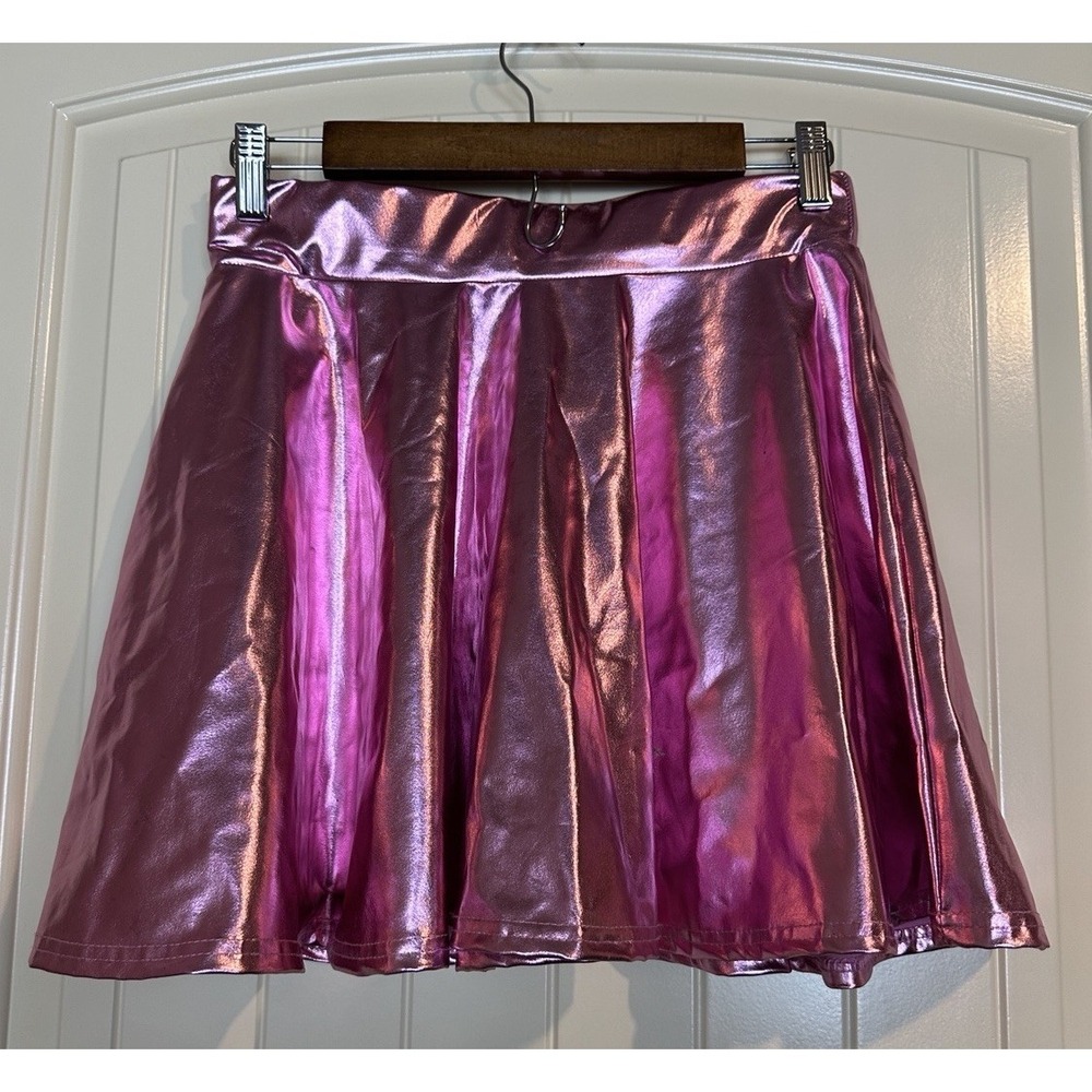 Urban Coco Skirt Womens M Metallic pink Flared Mini Party Shiny A Line